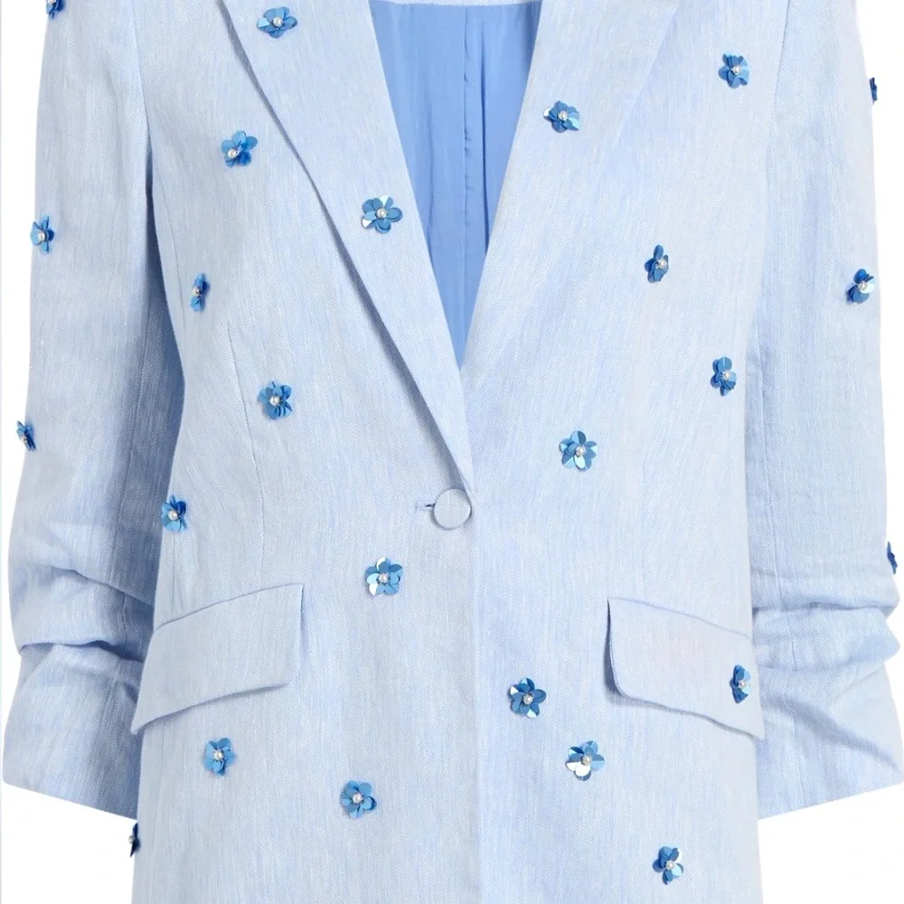 Cinq à Sept Ditsy Kylie Linen-Cotton Single-Breasted Blazer - Picture 6 of 10